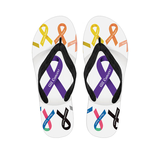 All Cancer Awareness Ribbons Print Flip Flops