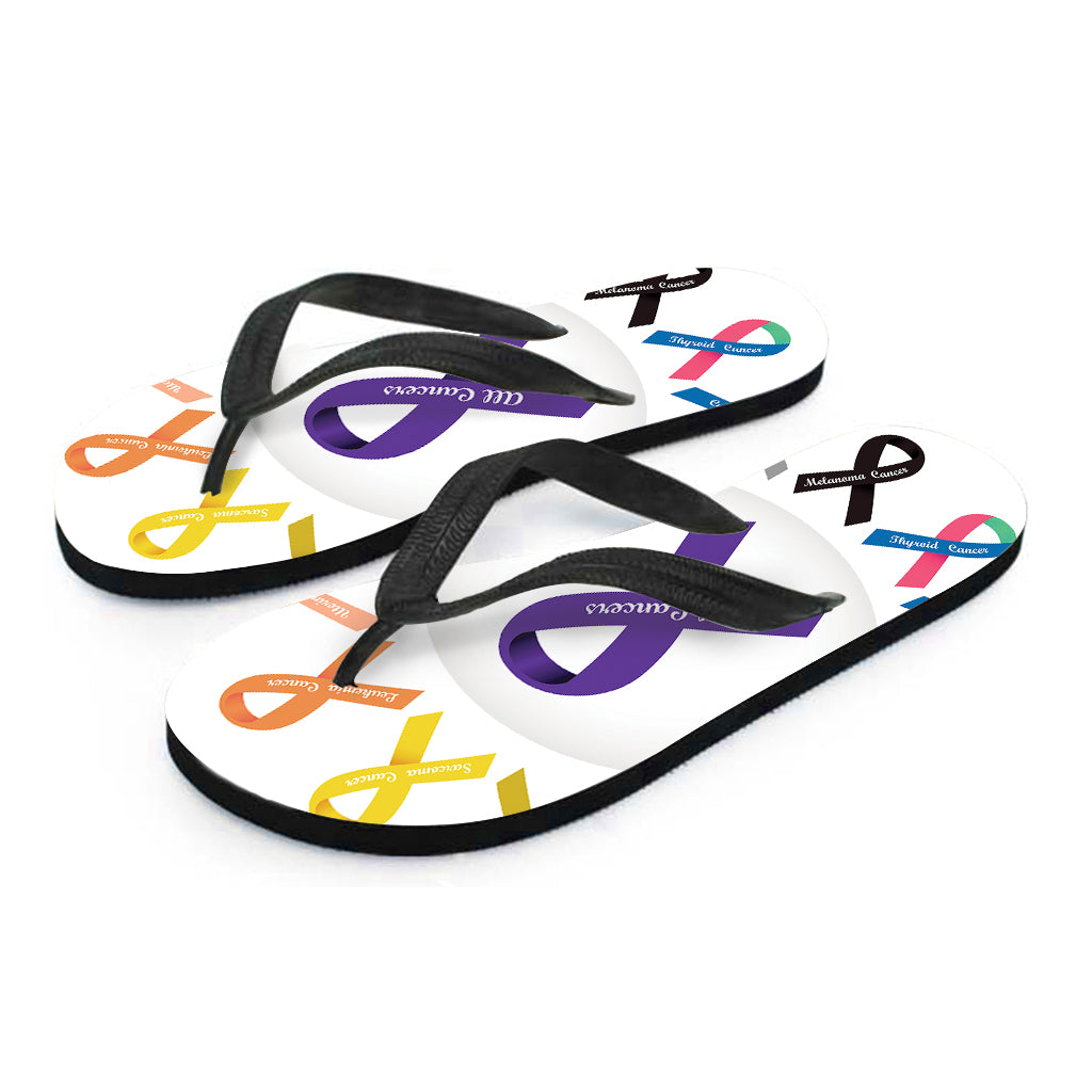 All Cancer Awareness Ribbons Print Flip Flops