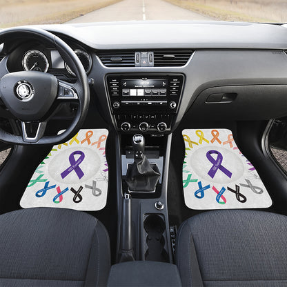 All Cancer Awareness Ribbons Print Front and Back Car Floor Mats