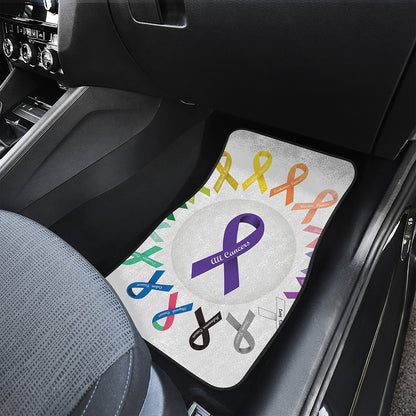 All Cancer Awareness Ribbons Print Front and Back Car Floor Mats