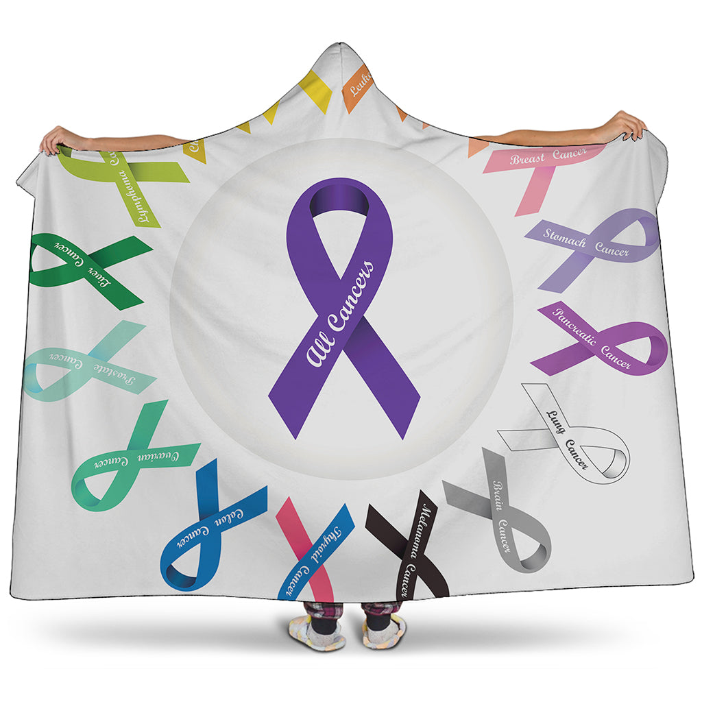 All Cancer Awareness Ribbons Print Hooded Blanket