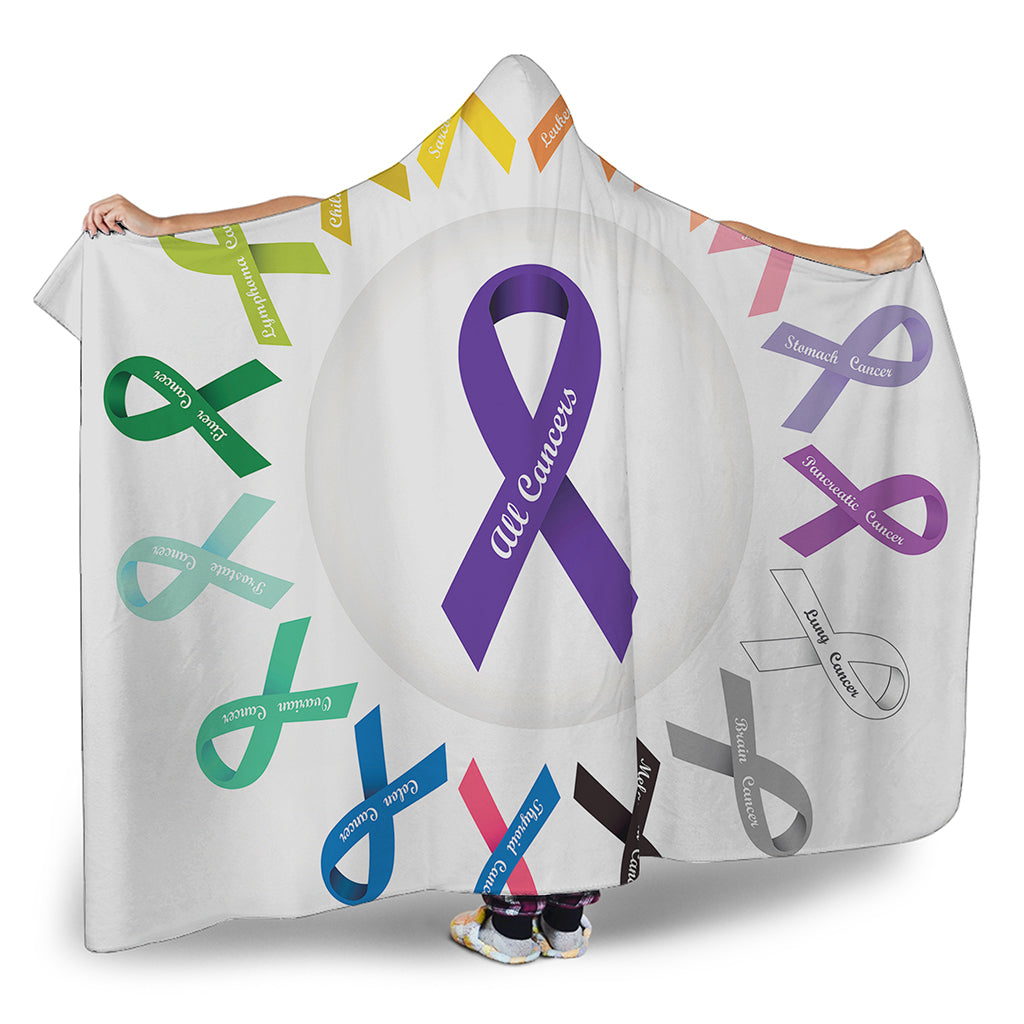 All Cancer Awareness Ribbons Print Hooded Blanket