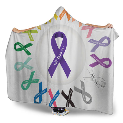 All Cancer Awareness Ribbons Print Hooded Blanket