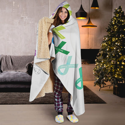 All Cancer Awareness Ribbons Print Hooded Blanket