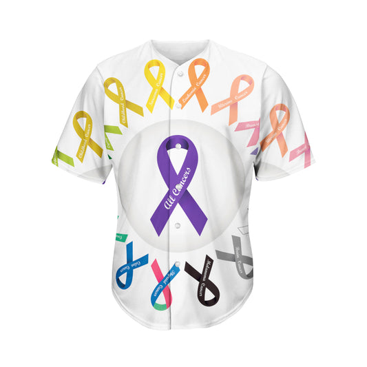 All Cancer Awareness Ribbons Print Men's Baseball Jersey