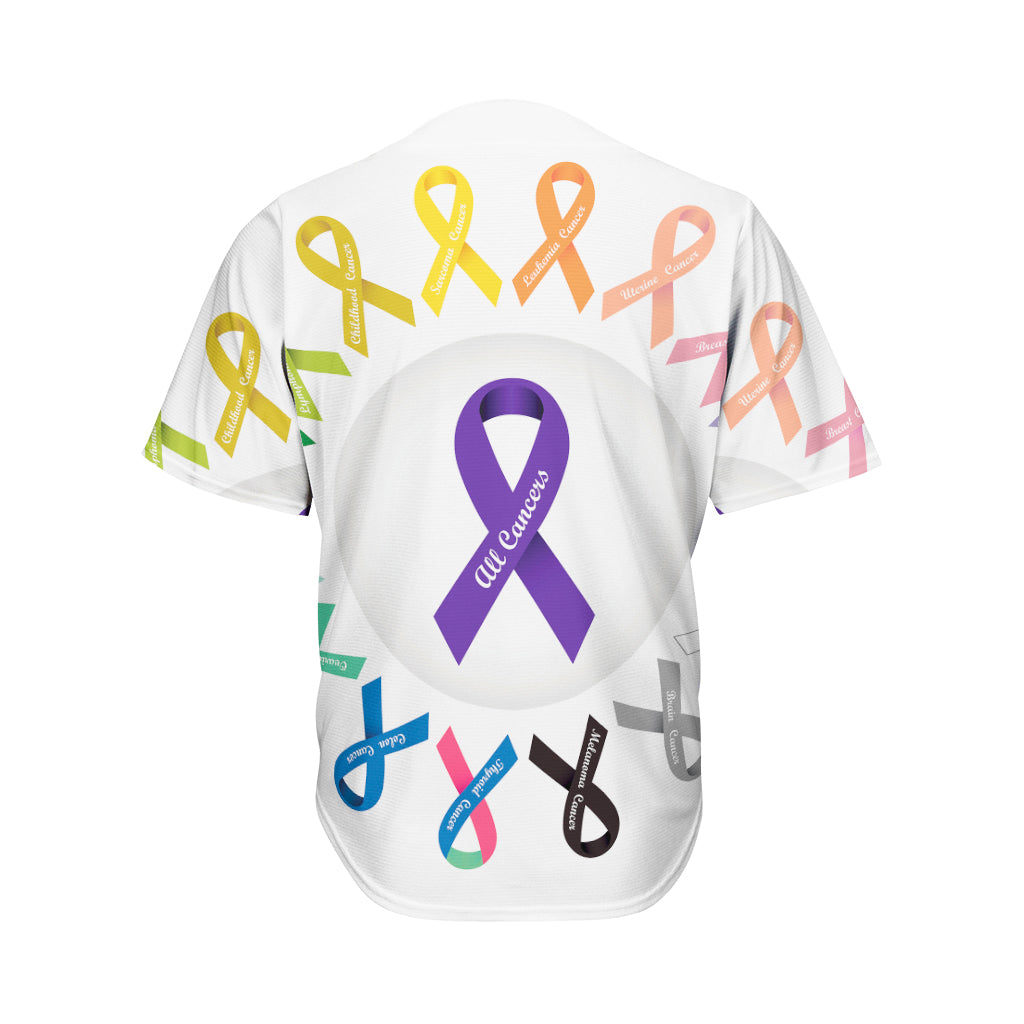 All Cancer Awareness Ribbons Print Men's Baseball Jersey