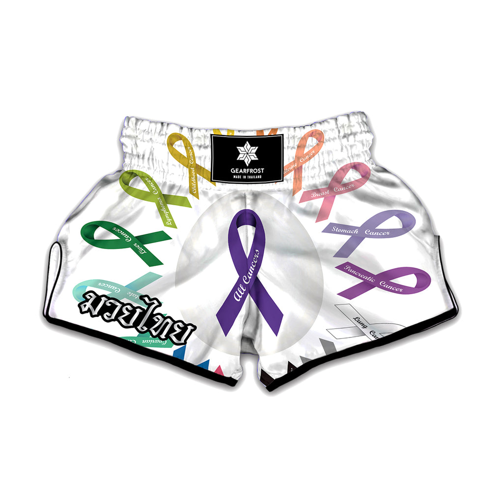 All Cancer Awareness Ribbons Print Muay Thai Boxing Shorts