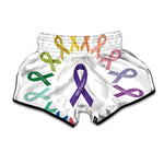 All Cancer Awareness Ribbons Print Muay Thai Boxing Shorts