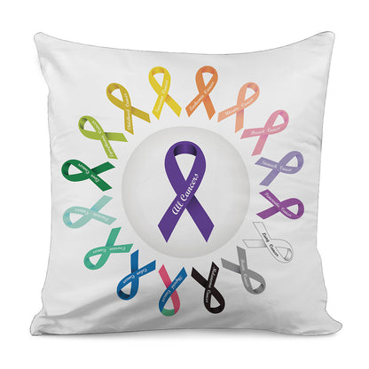 All Cancer Awareness Ribbons Print Pillow Cover