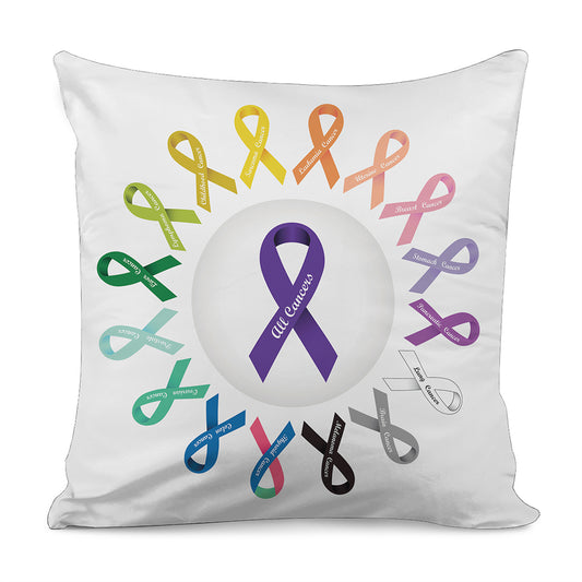 All Cancer Awareness Ribbons Print Pillow Cover