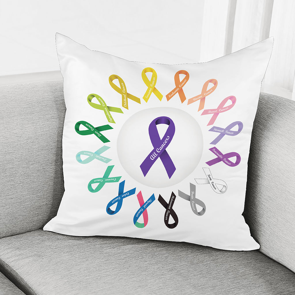 All Cancer Awareness Ribbons Print Pillow Cover
