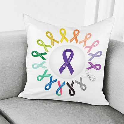 All Cancer Awareness Ribbons Print Pillow Cover