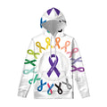 All Cancer Awareness Ribbons Print Pullover Hoodie
