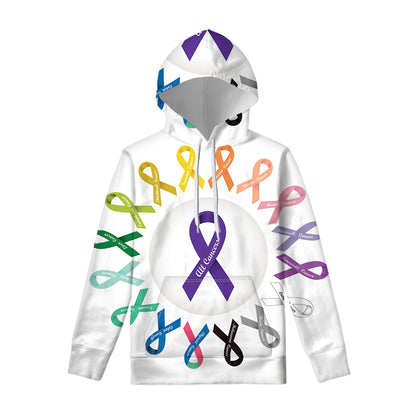 All Cancer Awareness Ribbons Print Pullover Hoodie