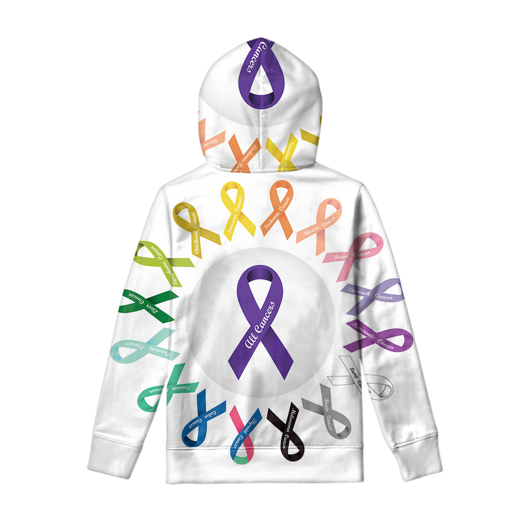 All Cancer Awareness Ribbons Print Pullover Hoodie