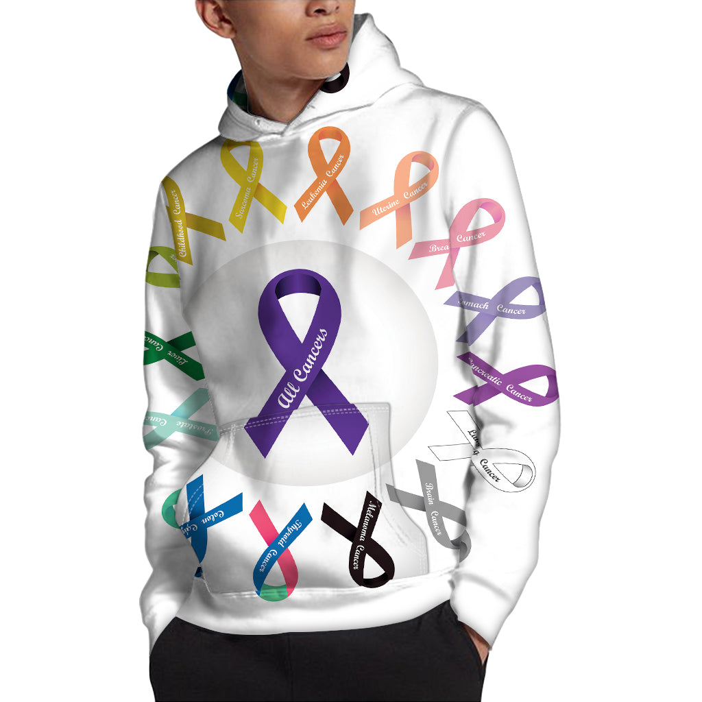 All Cancer Awareness Ribbons Print Pullover Hoodie