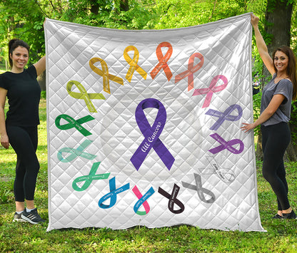 All Cancer Awareness Ribbons Print Quilt