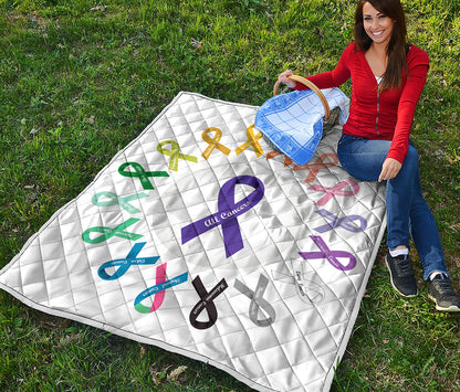 All Cancer Awareness Ribbons Print Quilt