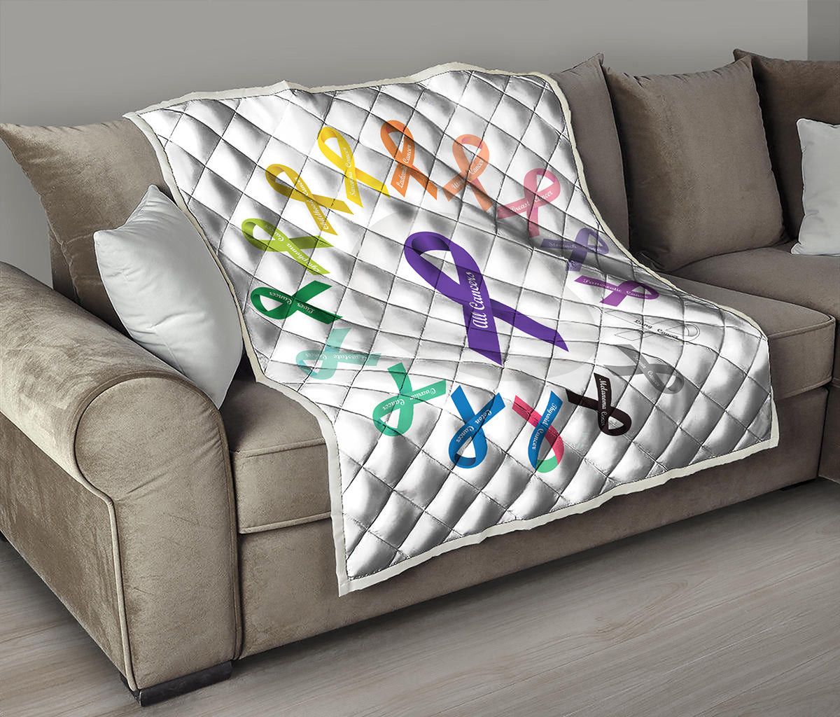 All Cancer Awareness Ribbons Print Quilt