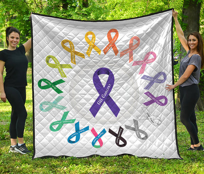 All Cancer Awareness Ribbons Print Quilt
