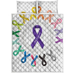 All Cancer Awareness Ribbons Print Quilt Bed Set