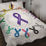 All Cancer Awareness Ribbons Print Quilt Bed Set