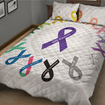 All Cancer Awareness Ribbons Print Quilt Bed Set
