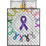 All Cancer Awareness Ribbons Print Quilt Bed Set