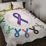 All Cancer Awareness Ribbons Print Quilt Bed Set