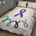 All Cancer Awareness Ribbons Print Quilt Bed Set
