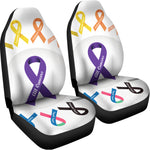 All Cancer Awareness Ribbons Print Universal Fit Car Seat Covers