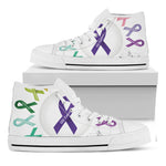All Cancer Awareness Ribbons Print White High Top Shoes