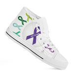 All Cancer Awareness Ribbons Print White High Top Shoes