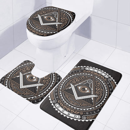 All Seeing Eye Symbol Print 3 Piece Bath Mat Set