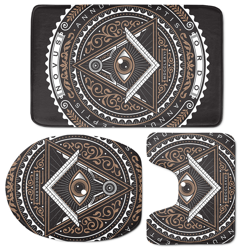 All Seeing Eye Symbol Print 3 Piece Bath Mat Set