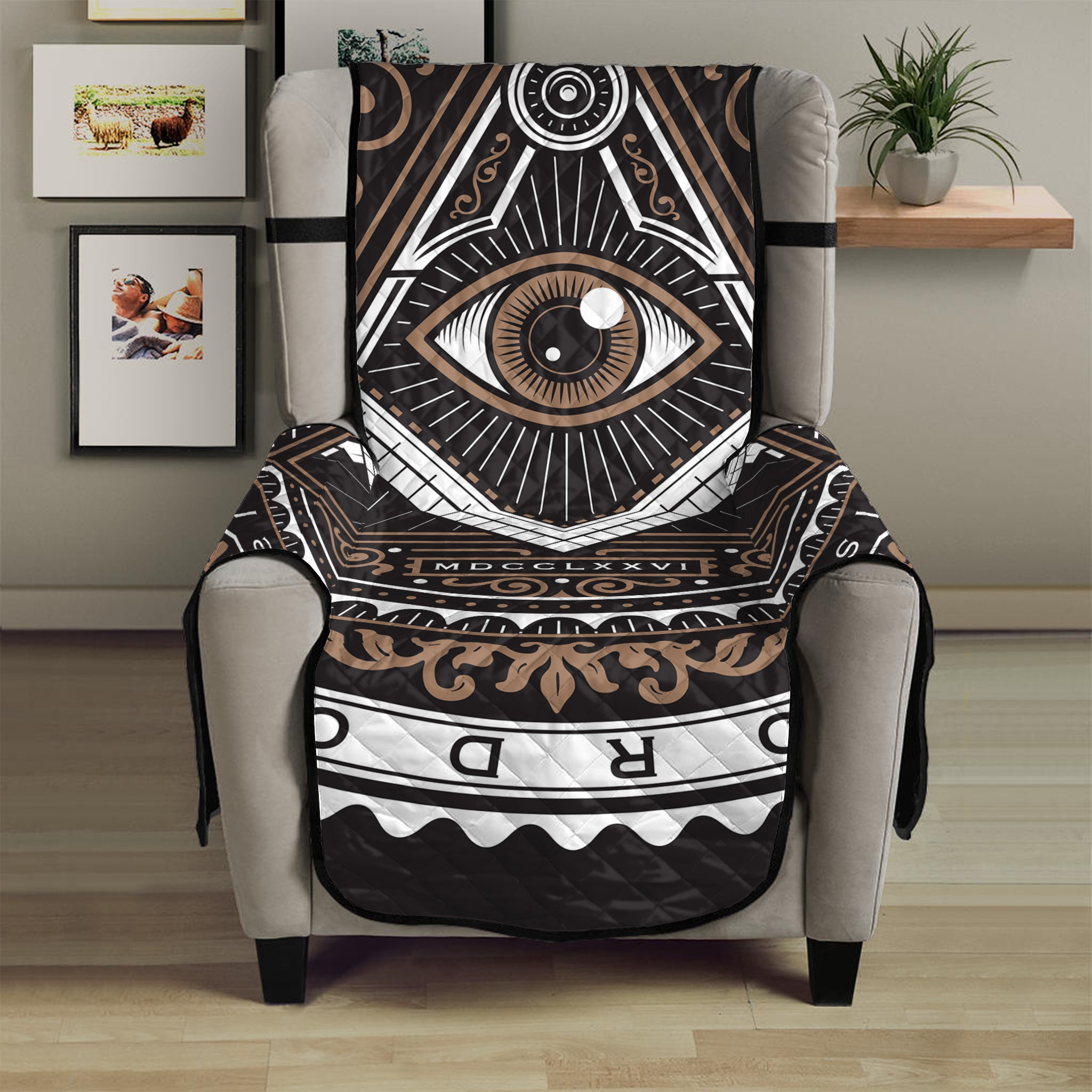 All Seeing Eye Symbol Print Armchair Protector