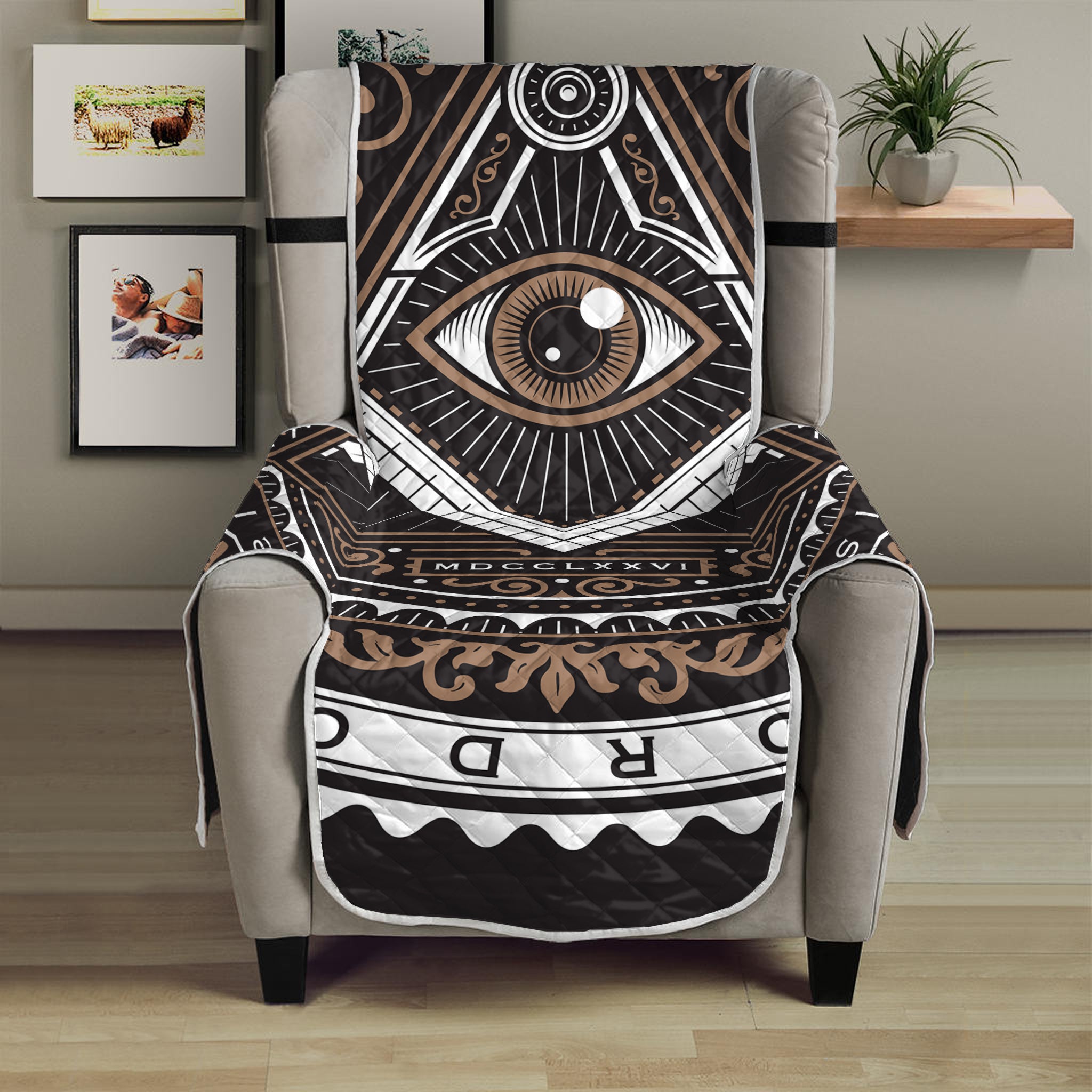 All Seeing Eye Symbol Print Armchair Protector