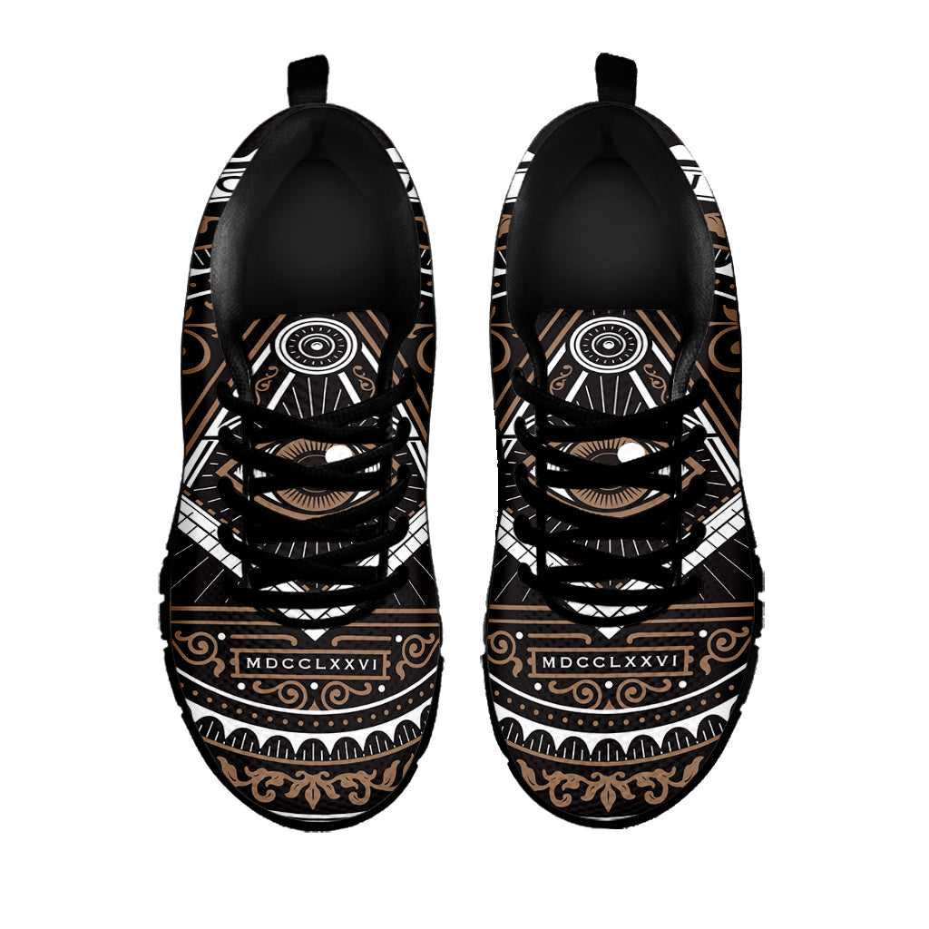 All Seeing Eye Symbol Print Black Sneakers