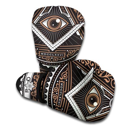All Seeing Eye Symbol Print Boxing Gloves