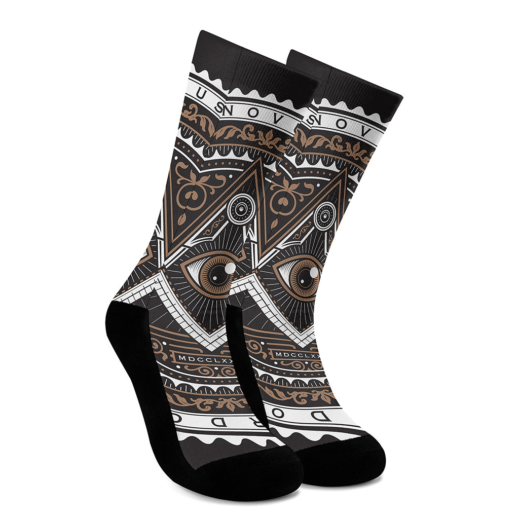 All Seeing Eye Symbol Print Crew Socks