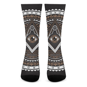 All Seeing Eye Symbol Print Crew Socks