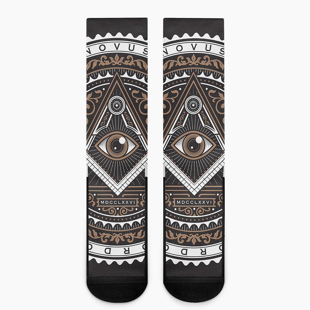 All Seeing Eye Symbol Print Crew Socks