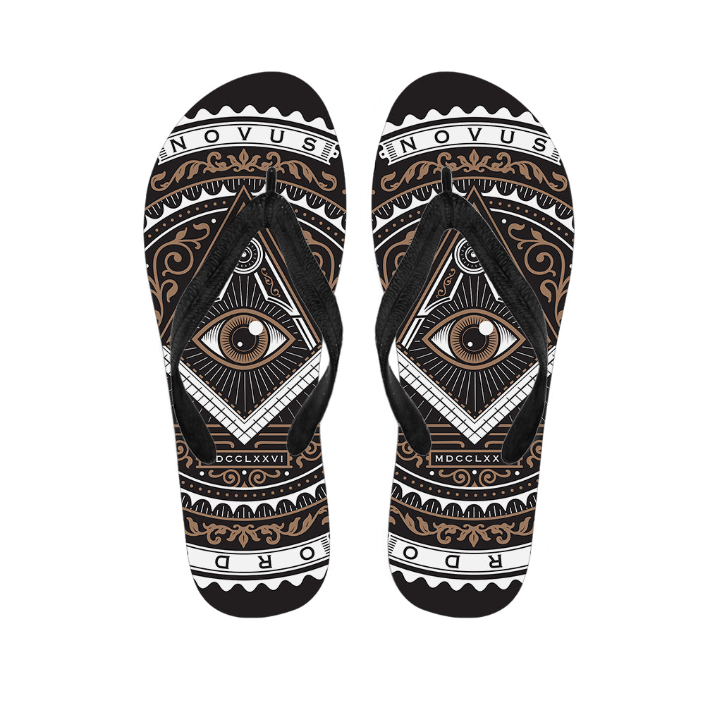 All Seeing Eye Symbol Print Flip Flops