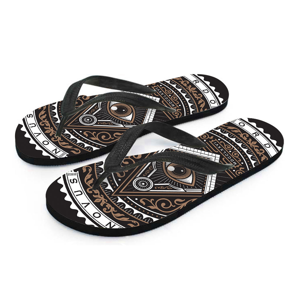 All Seeing Eye Symbol Print Flip Flops