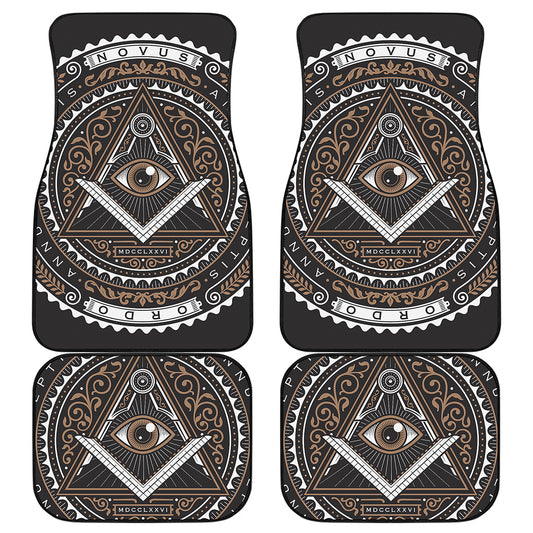 All Seeing Eye Symbol Print Front and Back Car Floor Mats