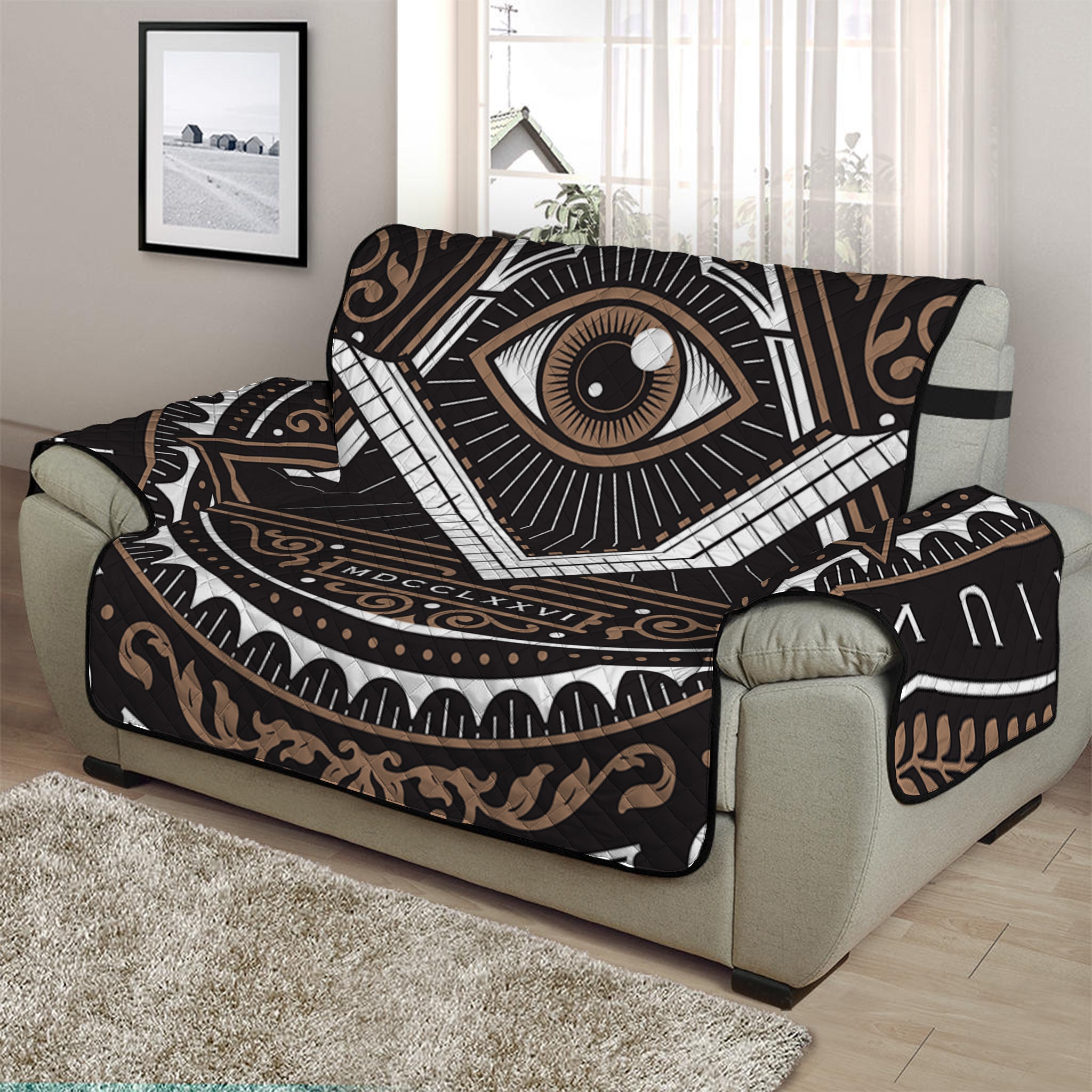 All Seeing Eye Symbol Print Half Sofa Protector