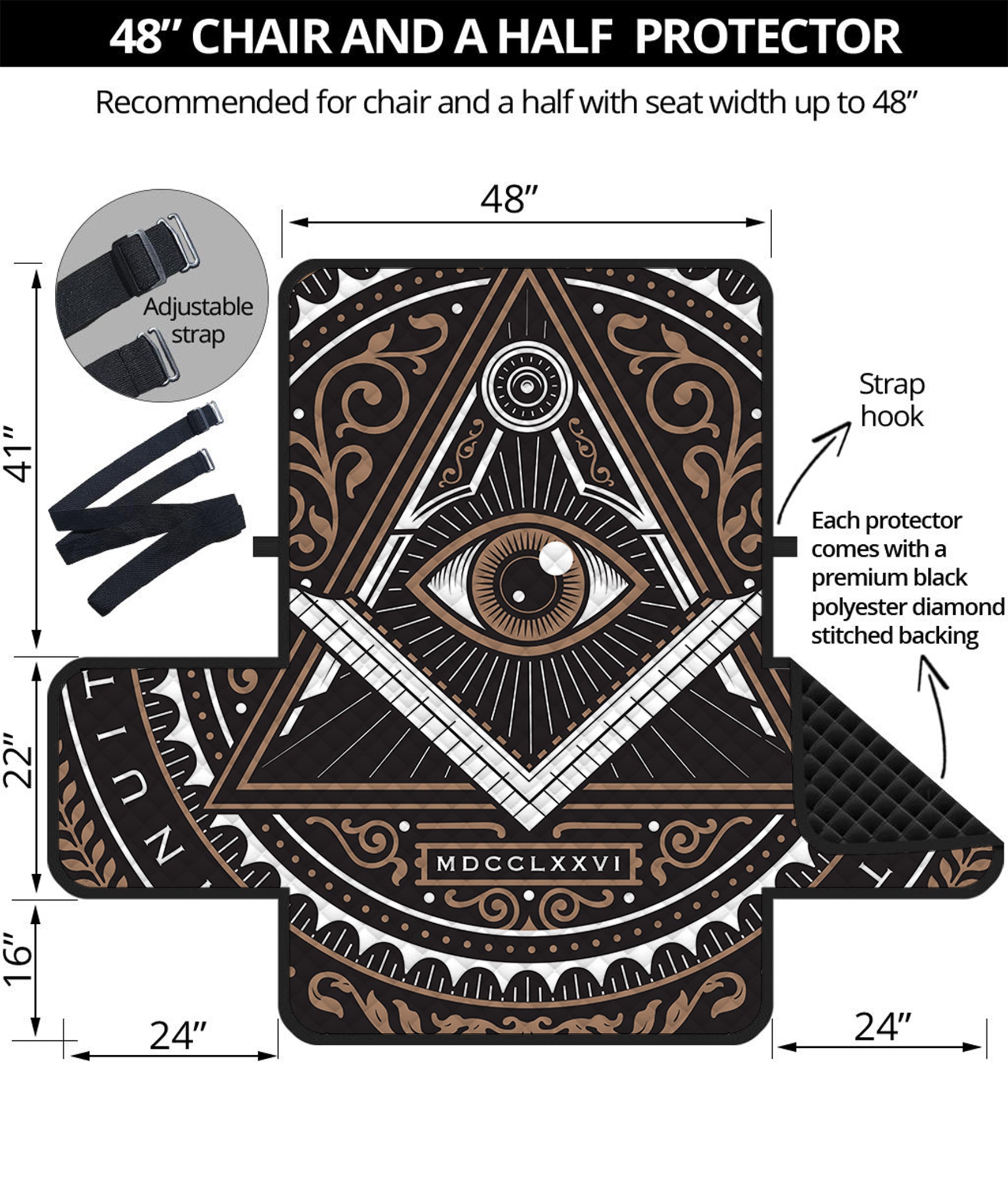 All Seeing Eye Symbol Print Half Sofa Protector