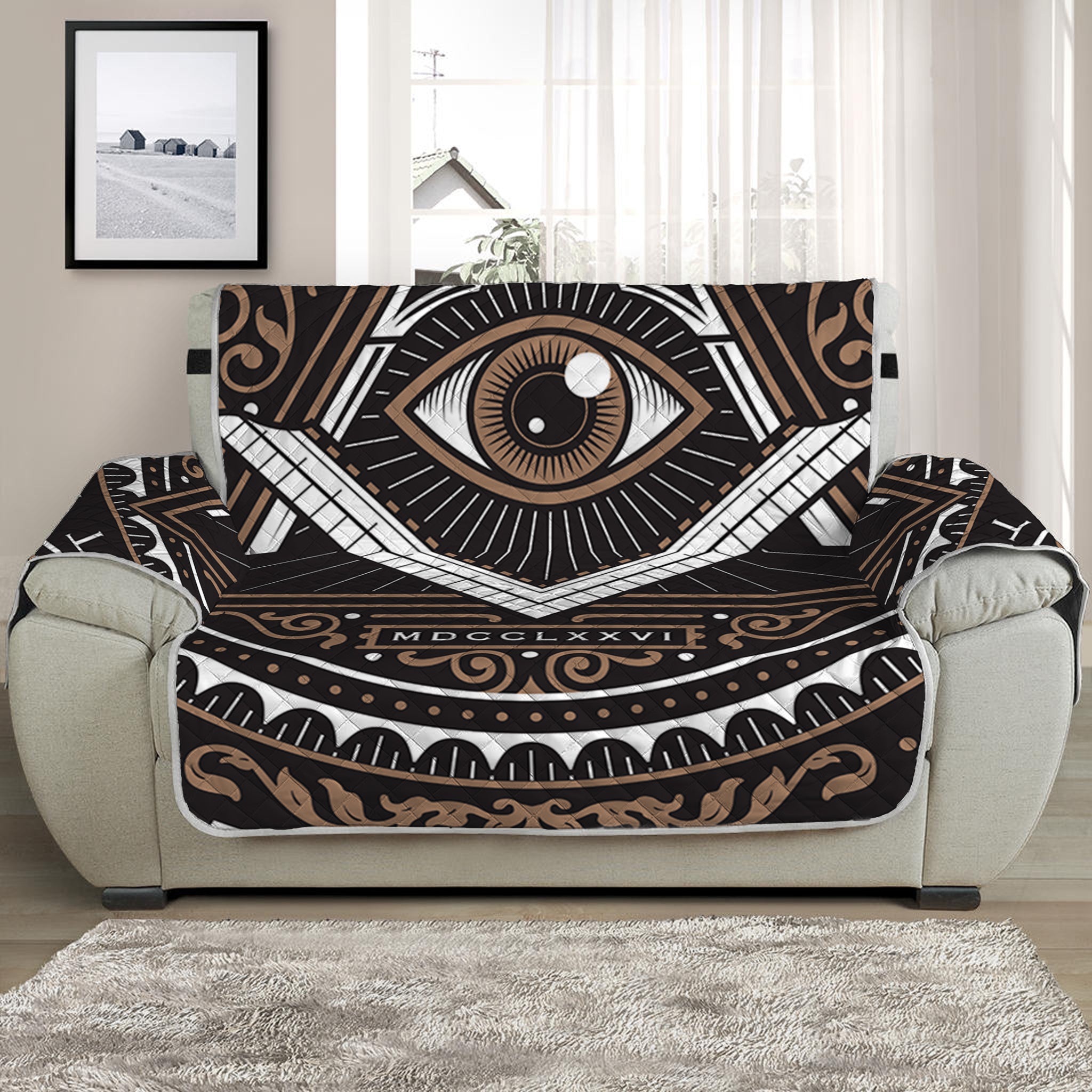 All Seeing Eye Symbol Print Half Sofa Protector