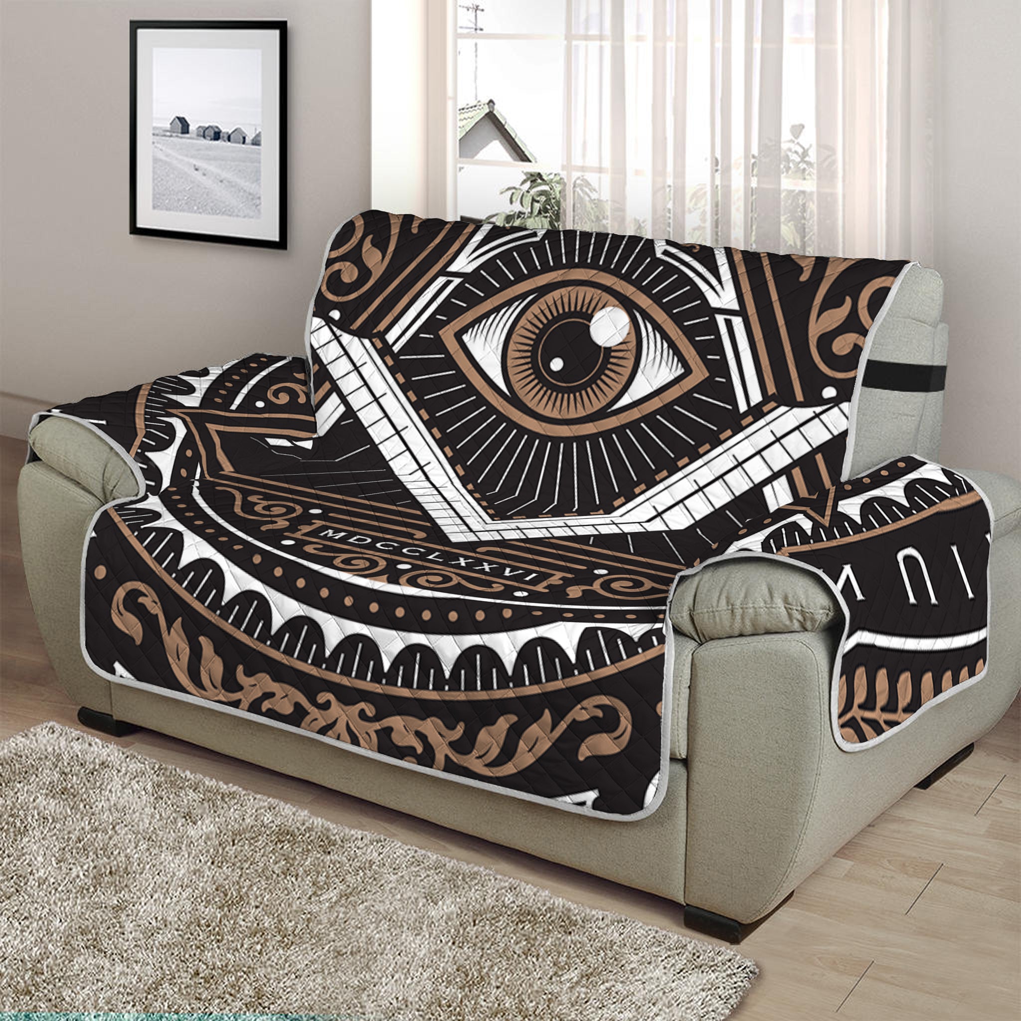 All Seeing Eye Symbol Print Half Sofa Protector