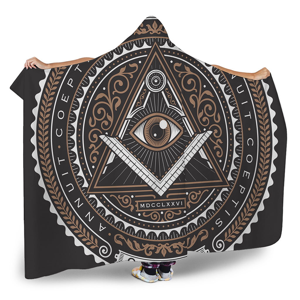 All Seeing Eye Symbol Print Hooded Blanket